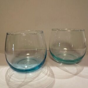 Light Blue Clear Tumbler/Stemless/Drinking Glass Set - two tone blues